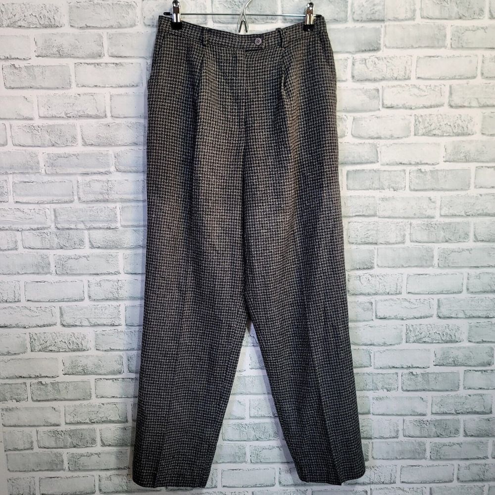 Vintage 90s Norton‎ McNaughton 6 Gray Herringbone Dress Pants Lined Trousers